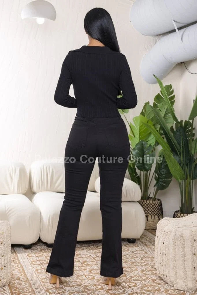 Cozy Night Black Knit Top with Heart Cutout