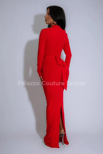 Crimson Allure Maxi Dress (Red)