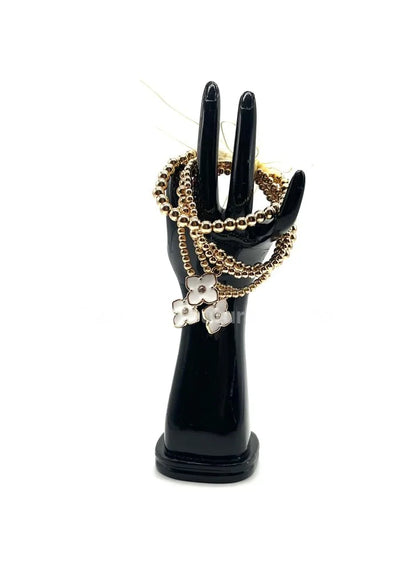 Crisol Clover Gold Beaded Bracelet (White)