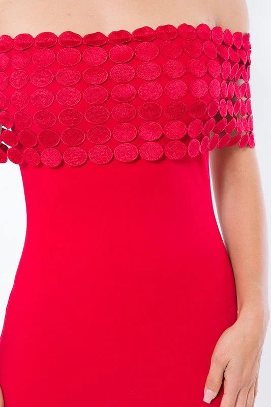 Crochet Band Midi Dress (Red)