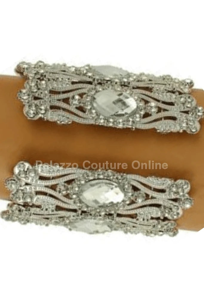 Crystal Cuff Bracelet with Oval Stones in Gold or Silver Finish