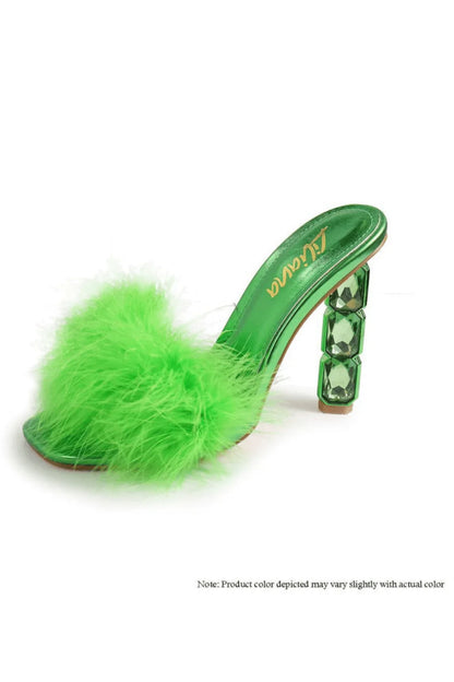 Crystal Feather High Heel Green