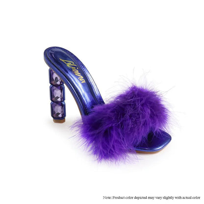 Crystal Feather high Heel Purple
