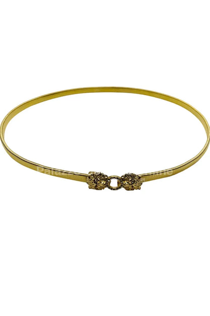 Crystal Safari Elastic Lion face Belt Gold
