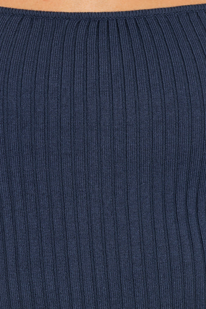 Shani Ribbed Knit Top - Dusty Blue