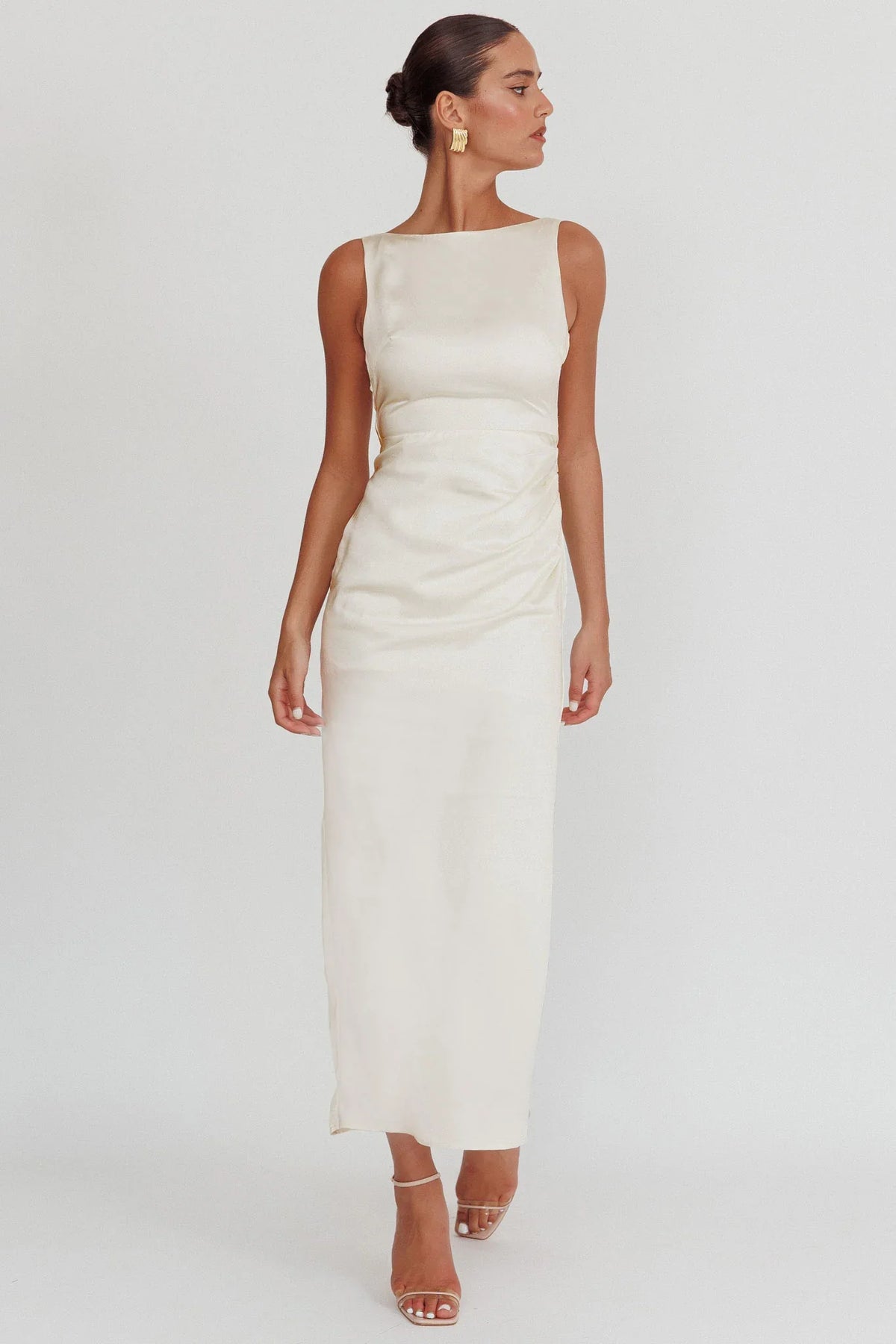 Leila Boat Neck Maxi Dress Ivory