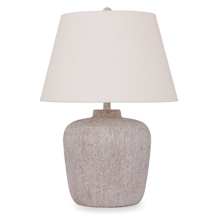 Front right view of Danry Distressed Cream Table Lamp