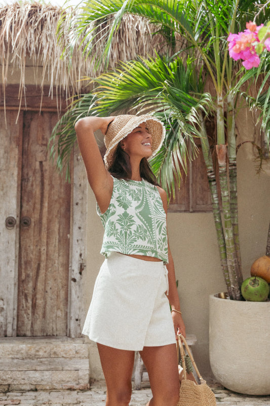 Nevin Top - Green Floral