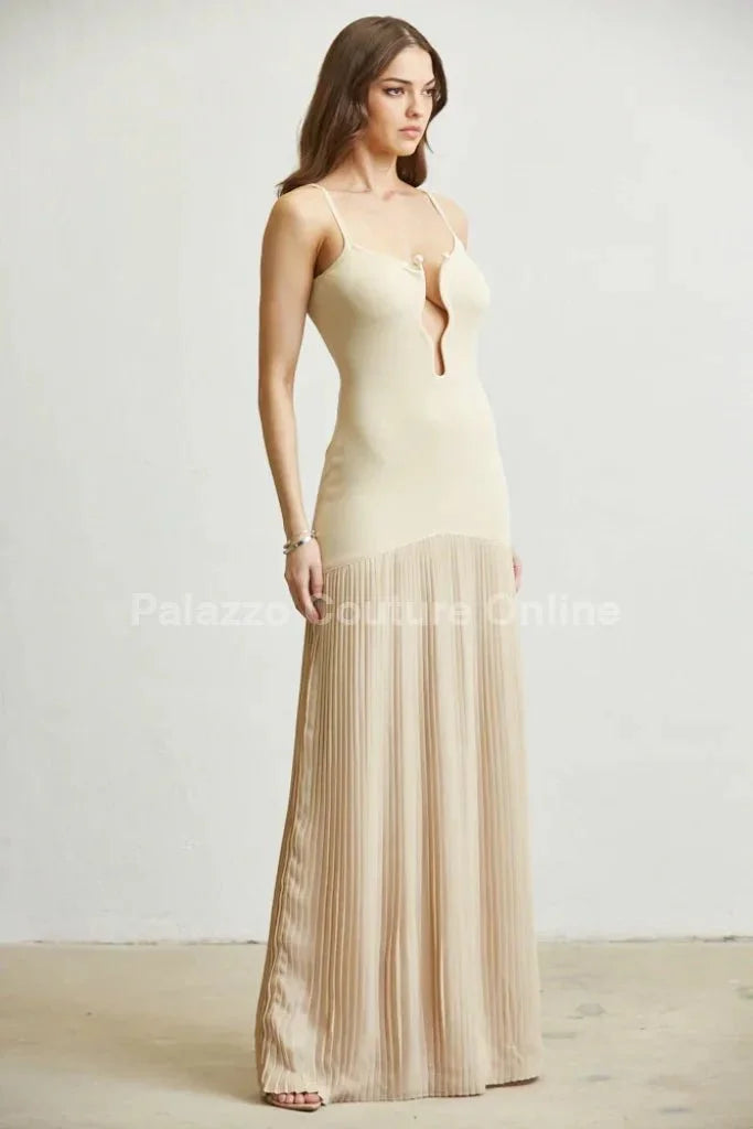 Divine Pearl Maxi Dress (Nude)