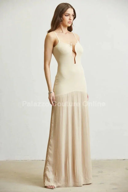 Divine Pearl Maxi Dress (Nude)