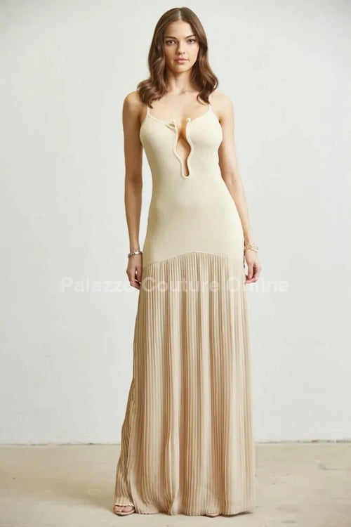 Divine Pearl Maxi Dress (Nude)