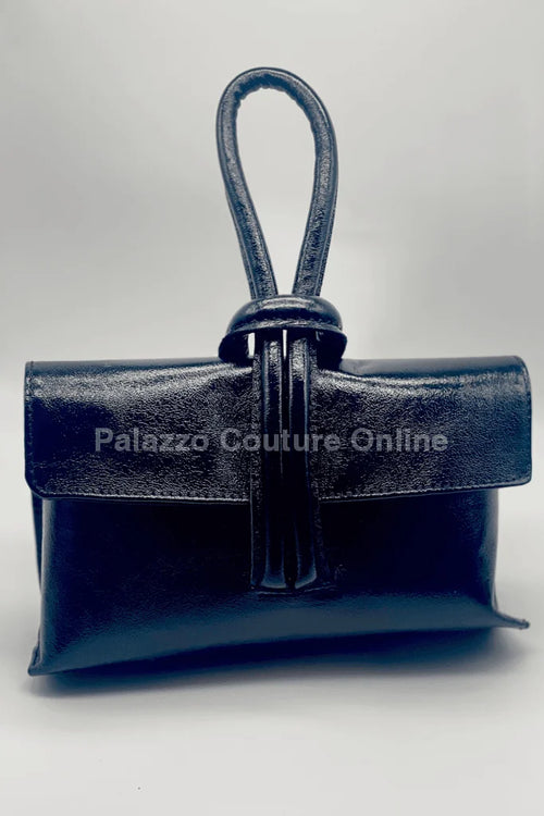 Dolce & Precious Black Leather Handbag with Top Handle