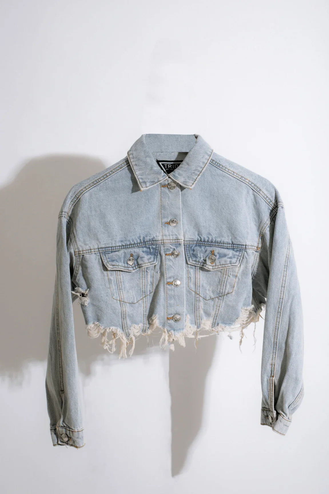 I Don’t Care Denim Jacket - Light Wash Graffiti