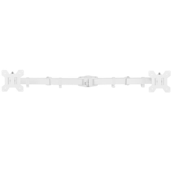 White dual monitor arm mount.