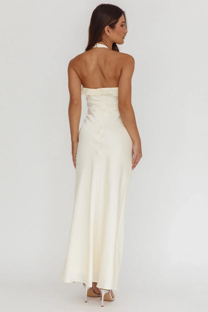 Starlet Halterneck Sash Maxi Dress Butter