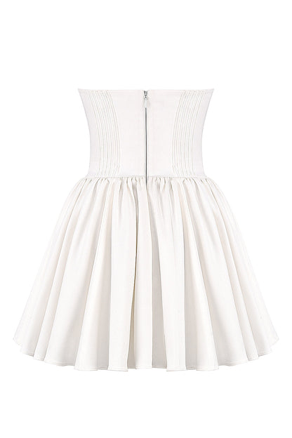 white strapless corset mini dress