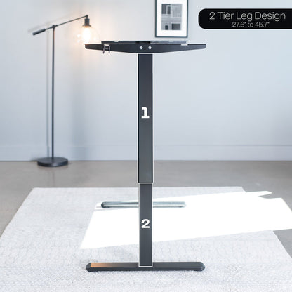 Sturdy steel adjustable desk frame with two tier leg design