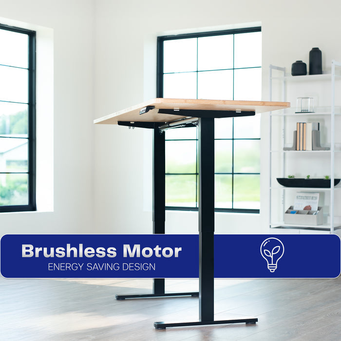Sturdy ergonomic sit or stand desk frame for active workstation with adjustable height using smart control panel.