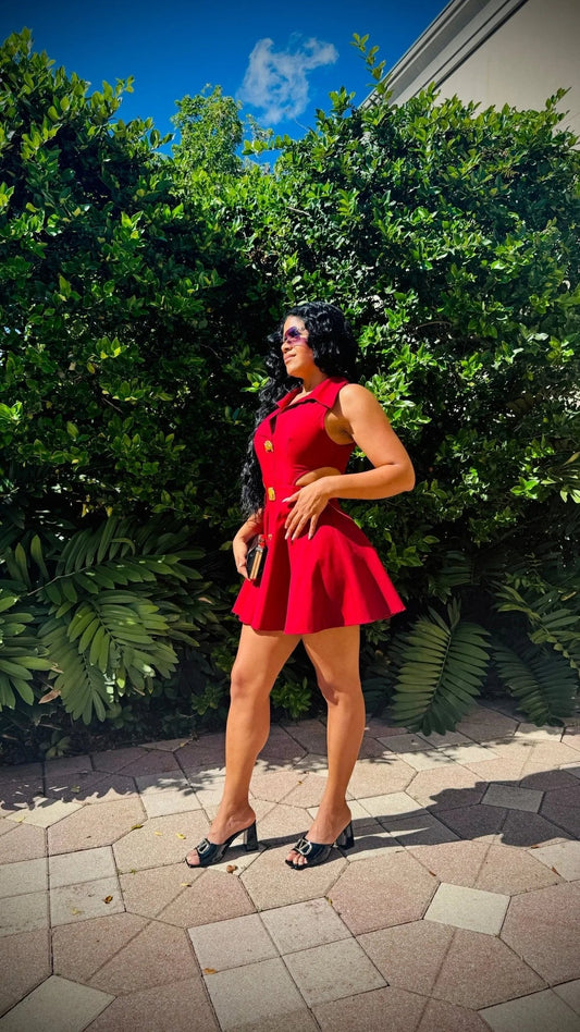 Eleganza Cut-Out Mini Dress- Burgundy