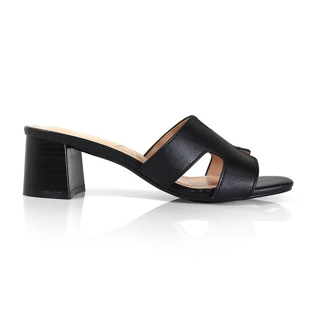 Elena Luxe Block Heel Sandals- Black
