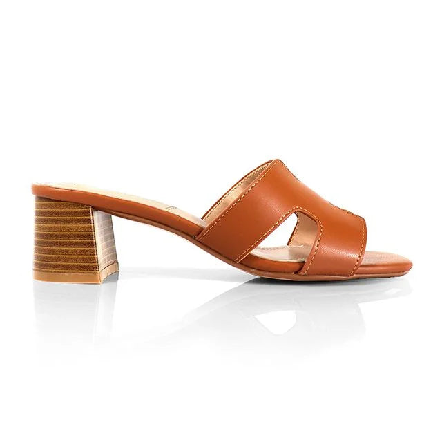 Elena Luxe Block Heel Sandals- Tan