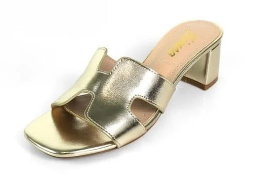 Elena Luxe Block Heel Sandals- Gold