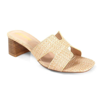Elena Luxe Block Heel Sandals- Rafia