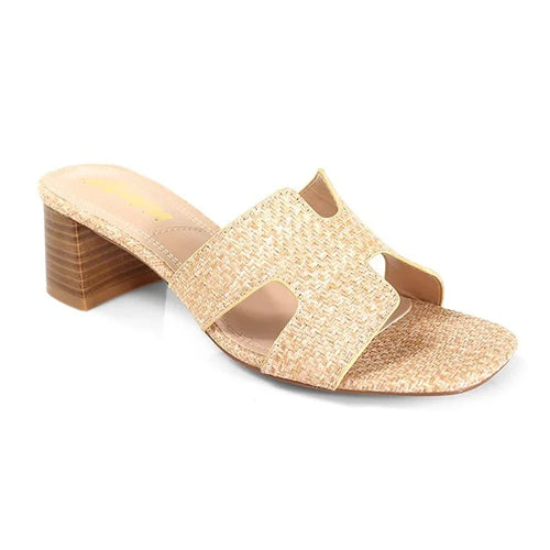 Elena Luxe Block Heel Sandals- Rafia
