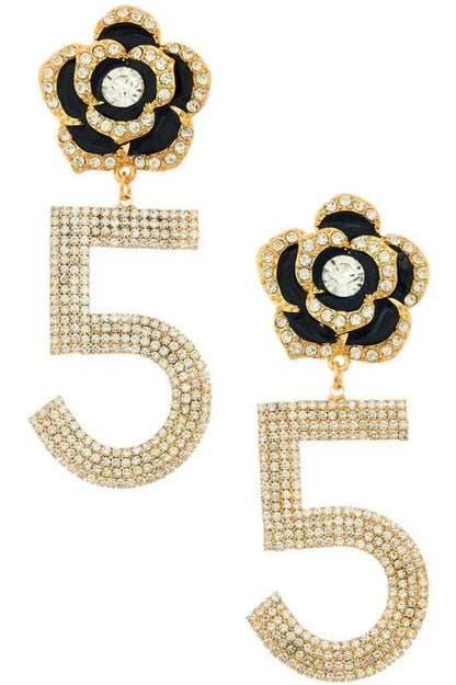 Embellished Flower Drop Statement Earrings