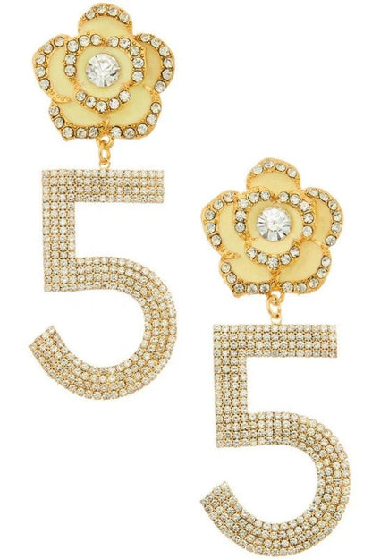 Embellished Flower Drop Statement Earrings