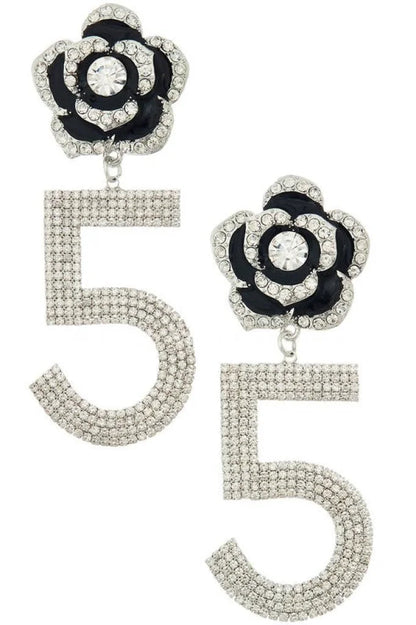 Embellished Flower Drop Statement Earrings