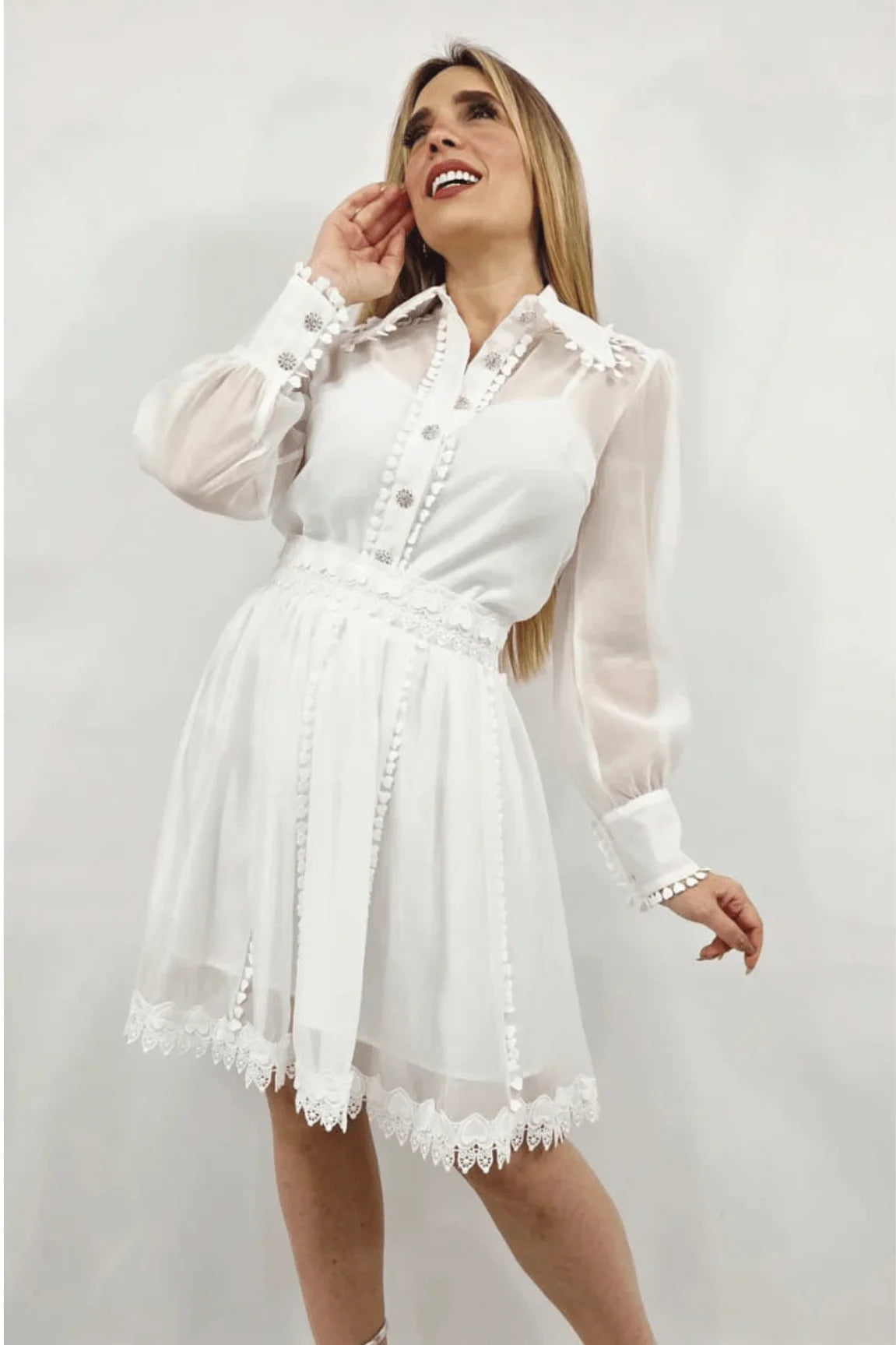 Enchanted Sheer Lace Skirt Set - White