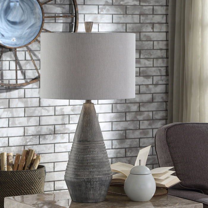 A room setting featuring Esme Gray Table Lamp