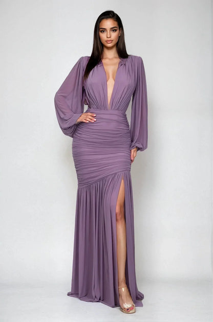 Ethereal Grace Maxi Gown - Dusty Wineberry