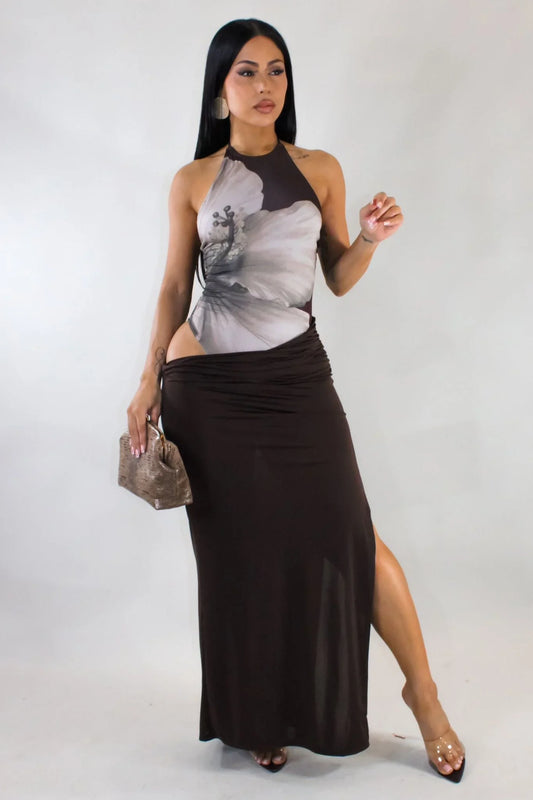 Ethereal Muse Maxi Dress - Brown