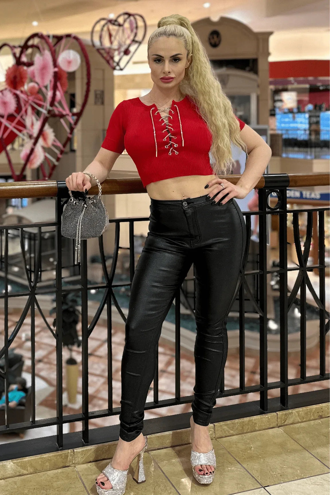Expensive Views Black Metallic Pants with Stretch Fit