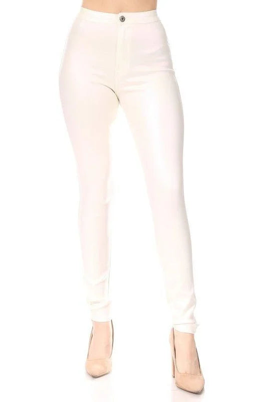 Expensive Views Metallic Cream Pants with Stretch Fit