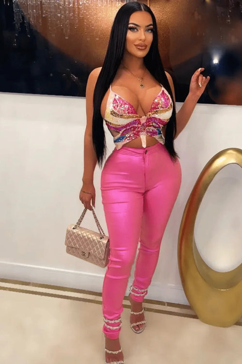 Expensive Views Pink Pants with Stretch Fit