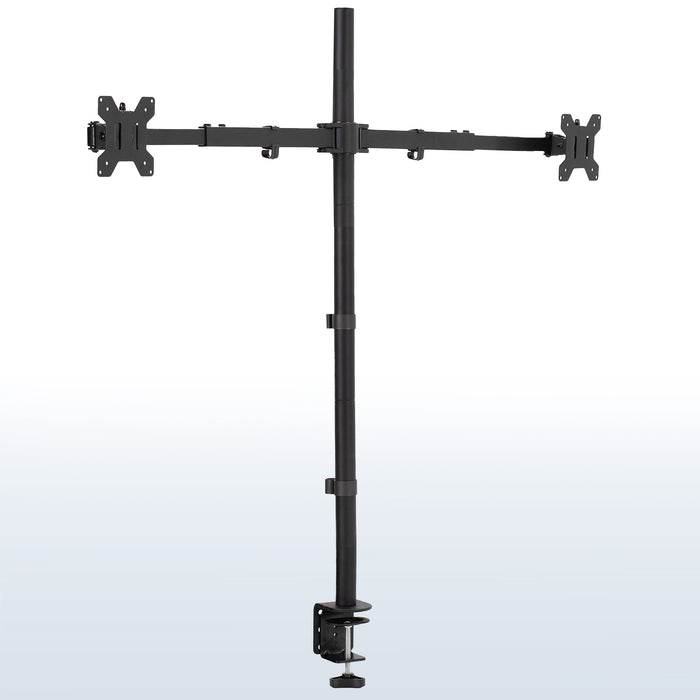 Telescoping Extra Tall Dual Monitor Desk Mount for office use, giving your screens a flush-with-wall display.