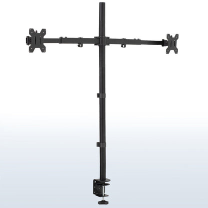 Telescoping Extra Tall Dual Monitor Desk Mount for office use, giving your screens a flush-with-wall display.