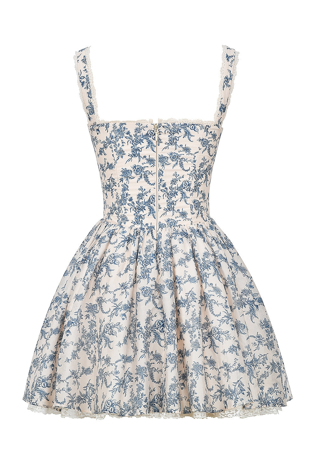 english porcelain print corset mini dress