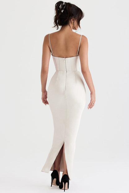ivory corset maxi dress