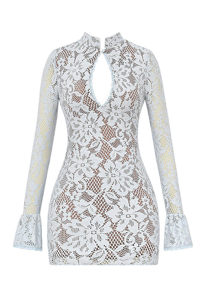bluebell keyhole lace mini dress