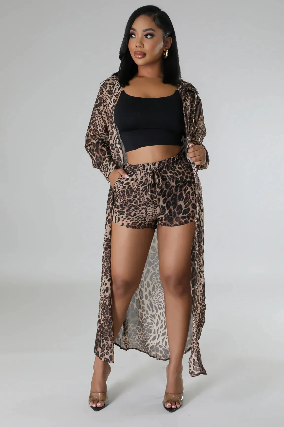 Fantasy Vacay Short Set (leopard)