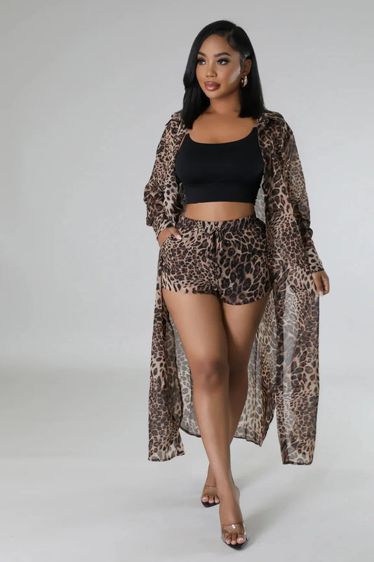 Fantasy Vacay Short Set (leopard)