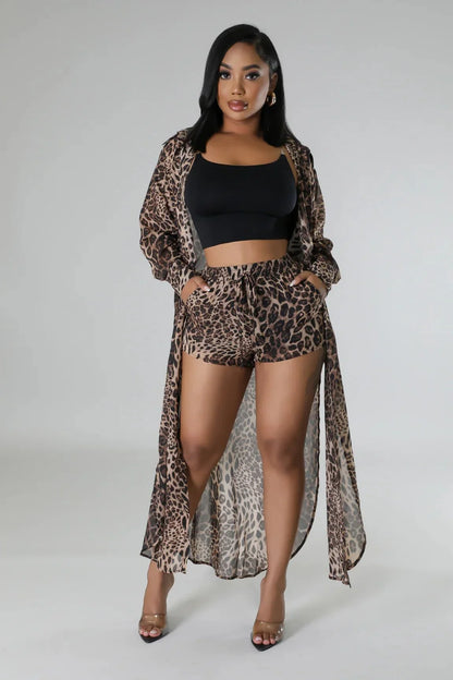 Fantasy Vacay Short Set (leopard)