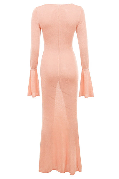 sorbet metallic knit maxi dress