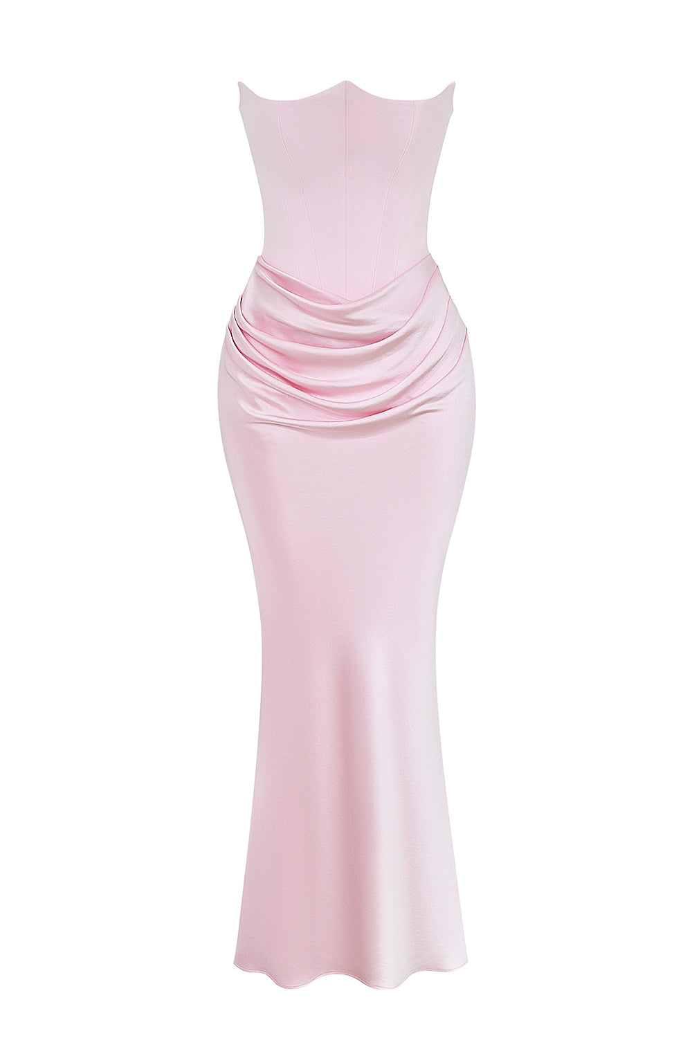 rose shadow strapless corset maxi dress