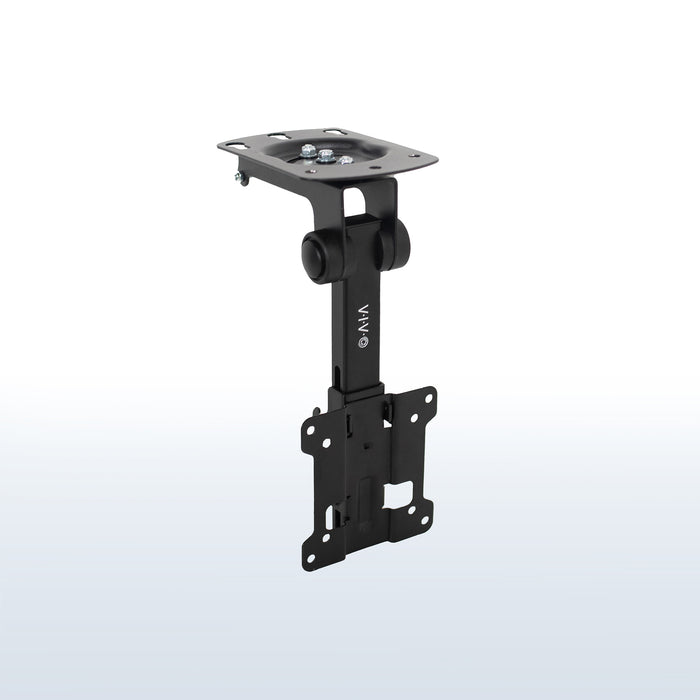 Sturdy flip-down ceiling mount for TVs and monitors.