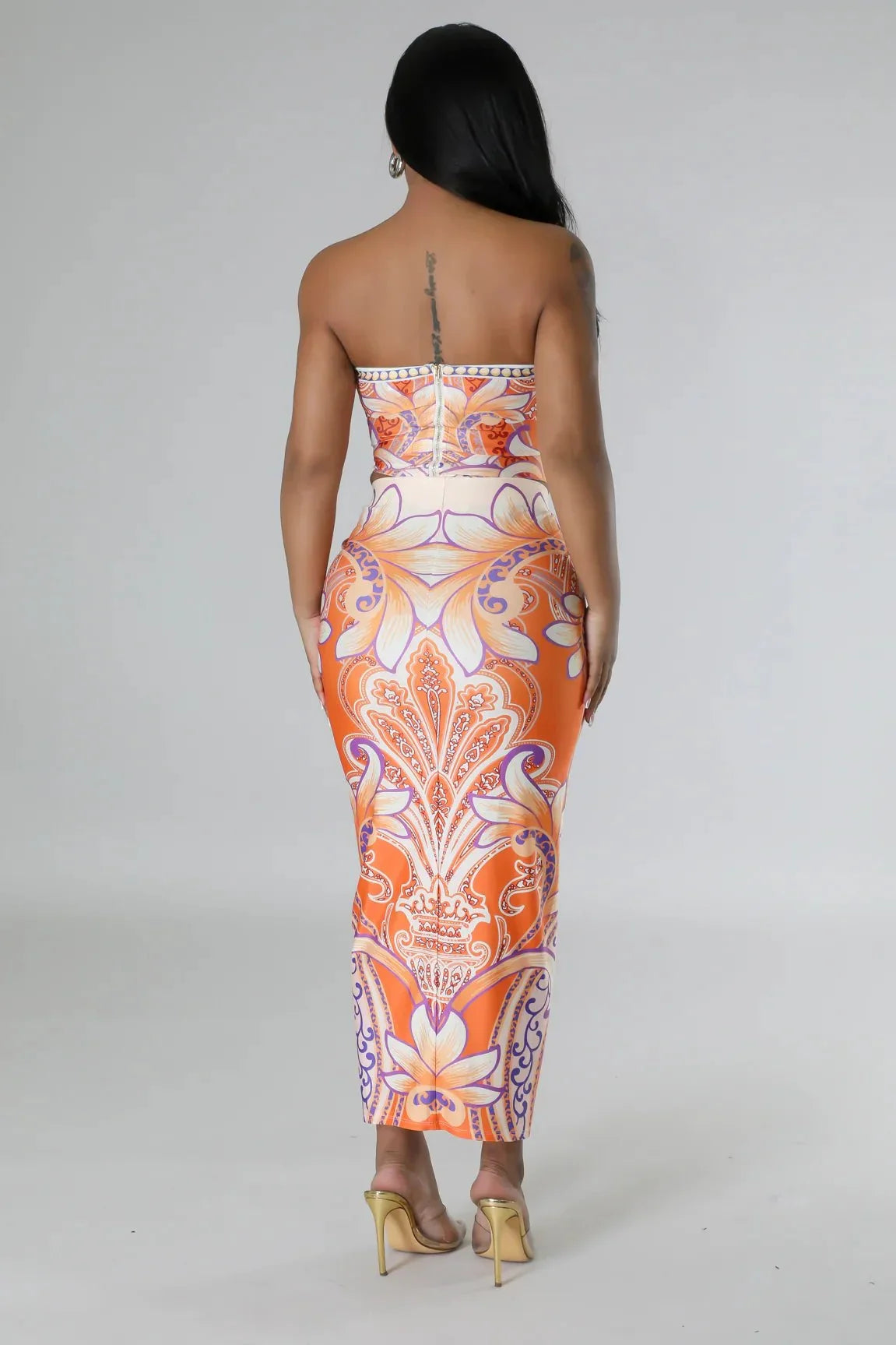 Flirty Date Skirt Set (Orange)